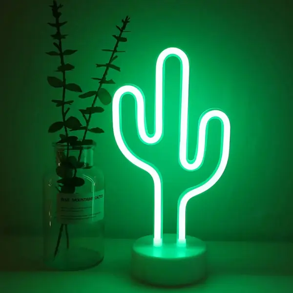 Glow-in-the-Dark Neon Cactus Lamp